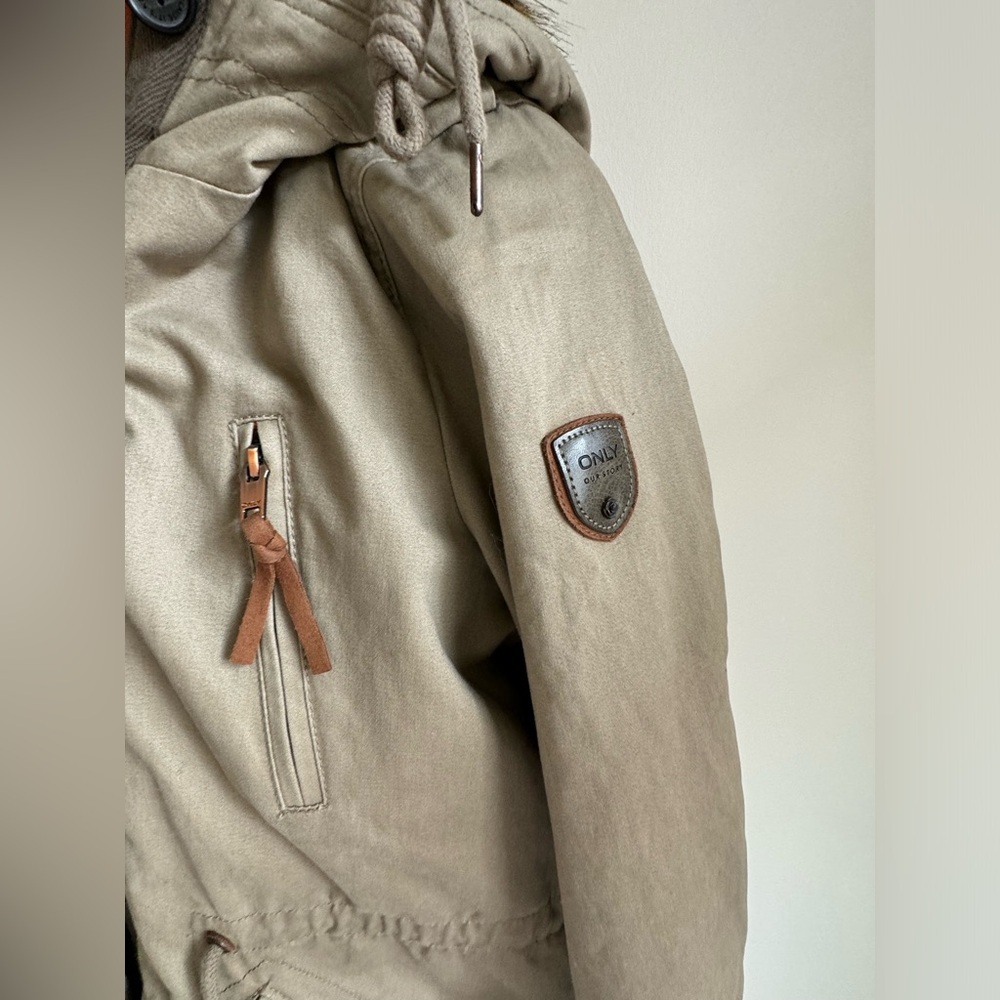 NWT Only Olive Hooded Parka Jacket, removable lining, Women's Size S - Picture 2 of 12